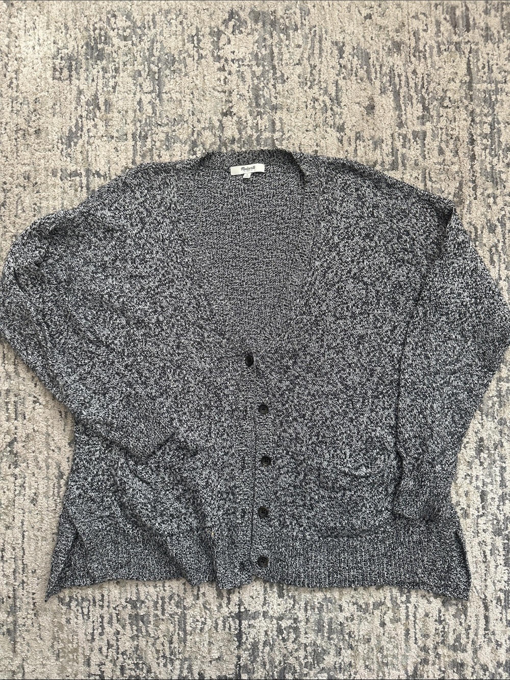 Madewell Marled Gray V-Neck Button Cardigan
